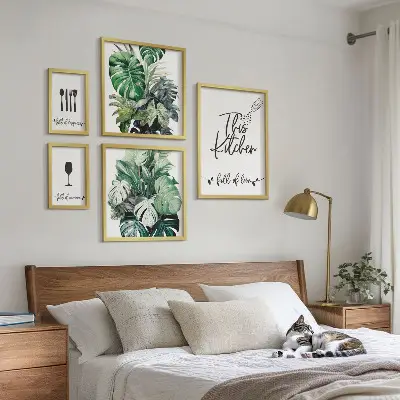 Wanddecoratie met positieve slogans voor keukenplanten