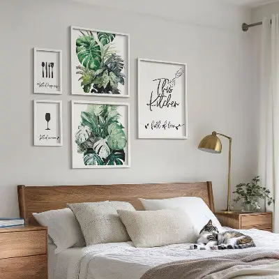 Wanddecoratie met positieve slogans voor keukenplanten