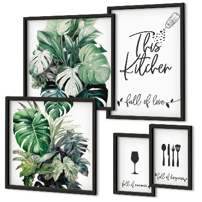 Wanddecoratie compositie Positieve slogans voor keukenplanten