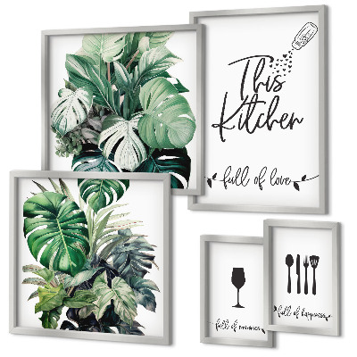 Wanddecoratie compositie Positieve slogans voor keukenplanten