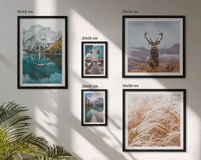 Set van moderne schilderijen met berglandschappen en natuurschoon