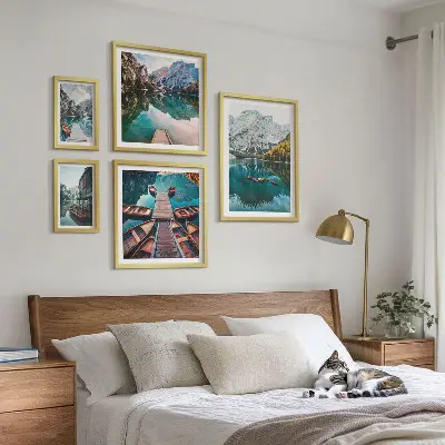 Houten boten muurdecoratie galerijwand