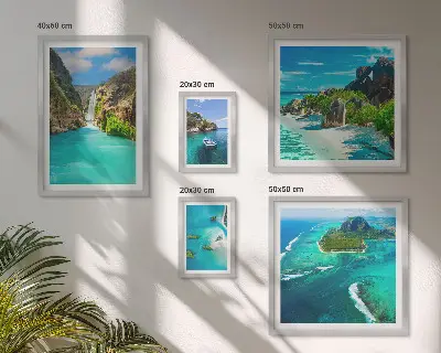 Wanddecoratie compositie Tropische watervallen en stranden