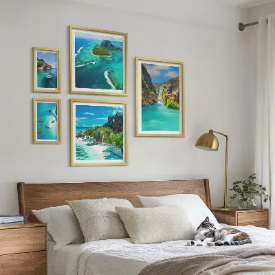 Wanddecoratie compositie Tropische watervallen en stranden