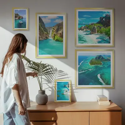 Wanddecoratie compositie Tropische watervallen en stranden