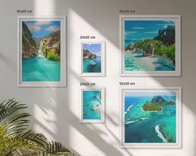 Wanddecoratie compositie Tropische watervallen en stranden