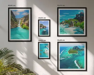 Wanddecoratie compositie Tropische watervallen en stranden