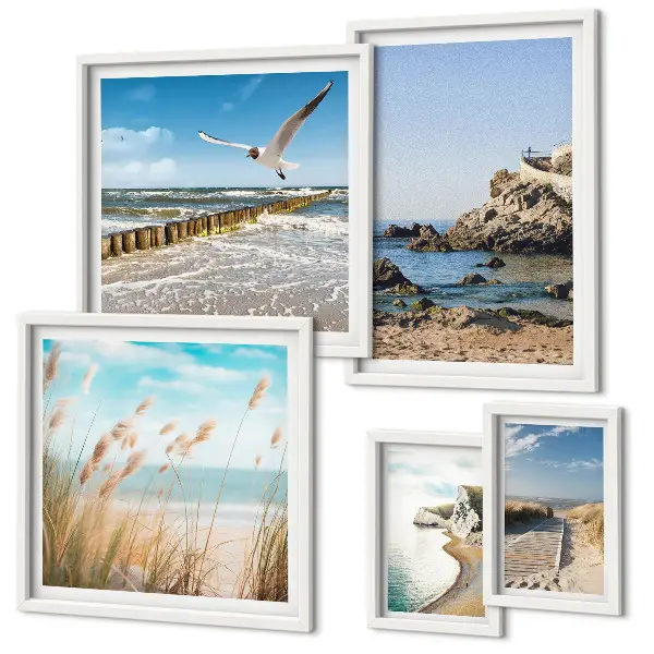Gallery wall met strandlandschappen aan zee