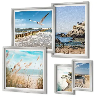 Gallery wall met strandlandschappen aan zee