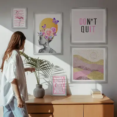 Gallery wall met bloemeninspiratie in boho-stijl