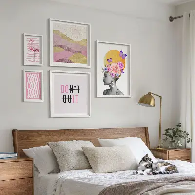 Gallery wall met bloemeninspiratie in boho-stijl