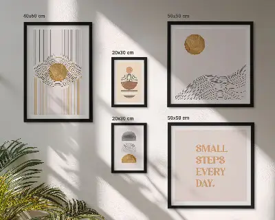 Wanddecoratie geometrische abstracte compositie met teksten