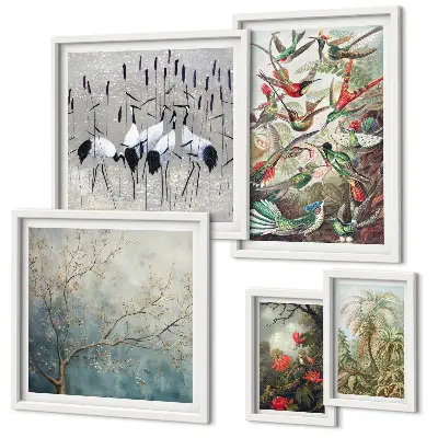 Moderne schilderijen set Vintage tropische vogels