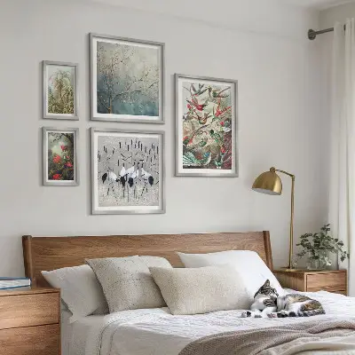 Moderne schilderijen set met vintage tropische vogels