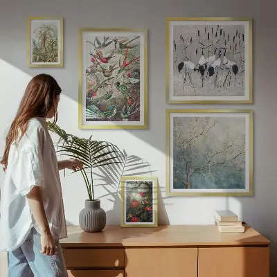 Moderne schilderijen set met vintage tropische vogels