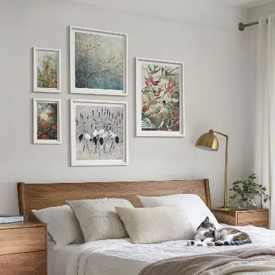 Moderne schilderijen set met vintage tropische vogels