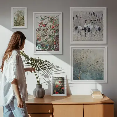 Moderne schilderijen set met vintage tropische vogels
