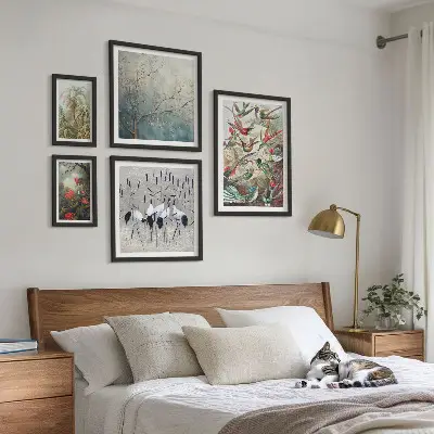 Moderne schilderijen set met vintage tropische vogels