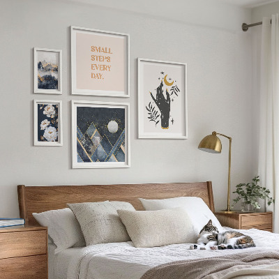 Moderne schilderijen set Boho-stijl met natuur en boodschappen