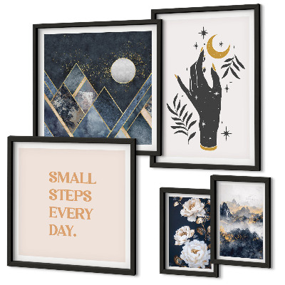 Moderne schilderijen set Boho-stijl met natuur en boodschappen