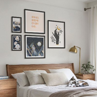 Moderne schilderijen set Boho-stijl met natuur en boodschappen