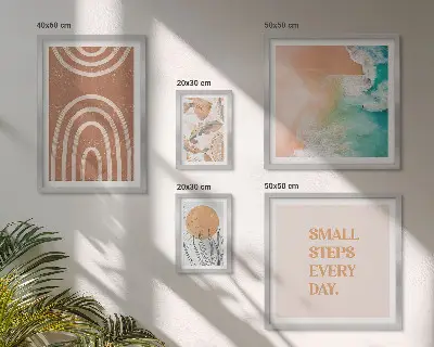 Moderne schilderijenset met stijlvolle plantendecoraties