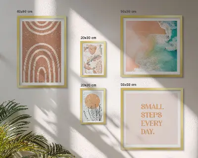 Moderne schilderijenset met stijlvolle plantendecoraties