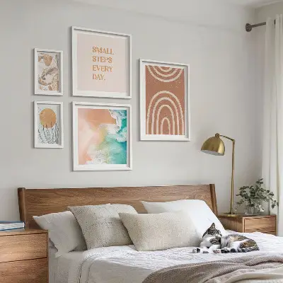 Moderne schilderijenset met stijlvolle plantendecoraties