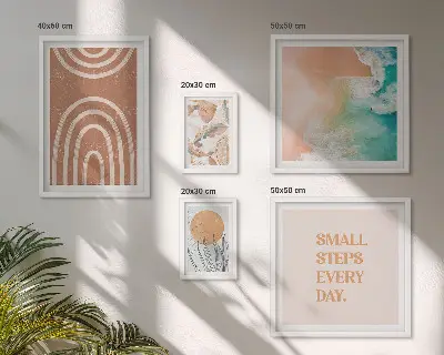 Moderne schilderijenset met stijlvolle plantendecoraties