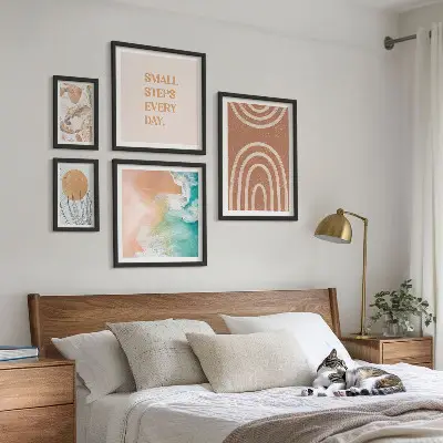 Moderne schilderijenset met stijlvolle plantendecoraties