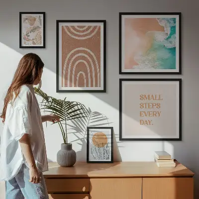 Moderne schilderijenset met stijlvolle plantendecoraties