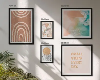 Moderne schilderijenset met stijlvolle plantendecoraties
