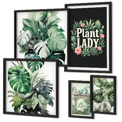 Gallerijmuur met groene accenten in boho-stijl
