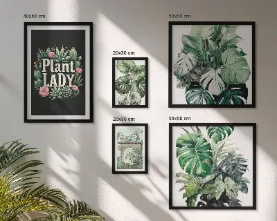 Gallerijmuur met groene accenten in boho-stijl