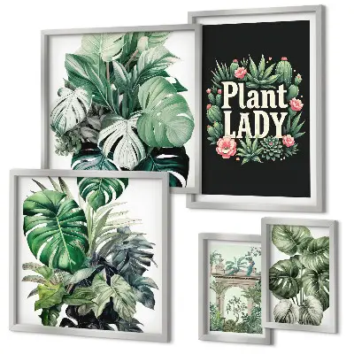 Gallerijmuur met groene accenten in boho-stijl