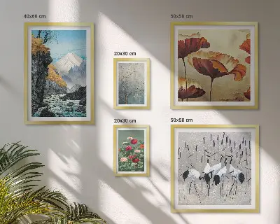 Moderne schilderijen set met bloemen en bergen in landschappen