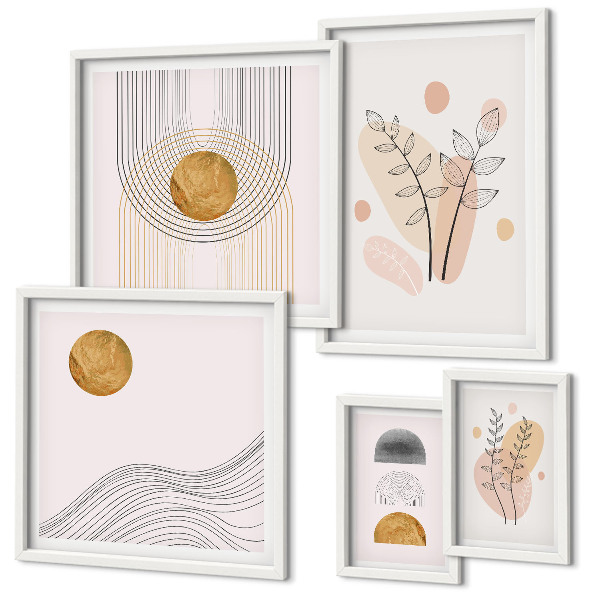 Wanddecoratie compositie Stijlvolle minimalistische planten
