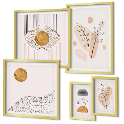 Wanddecoratie compositie Stijlvolle minimalistische planten