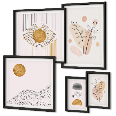 Wanddecoratie compositie Stijlvolle minimalistische planten