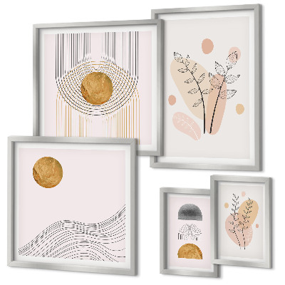 Wanddecoratie compositie Stijlvolle minimalistische planten