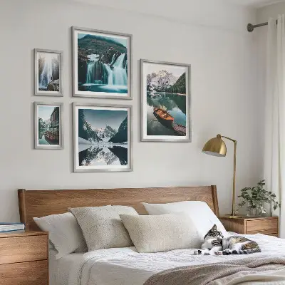 Wanddecoratie compositie Watervallen bij bergmeren
