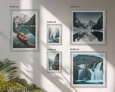 Wanddecoratie compositie Watervallen bij bergmeren
