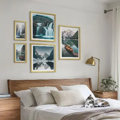 Wanddecoratie compositie Watervallen bij bergmeren