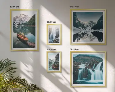 Wanddecoratie compositie Watervallen bij bergmeren