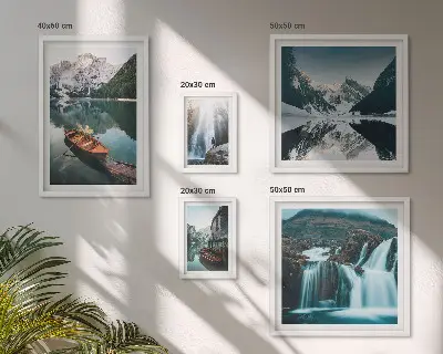 Wanddecoratie compositie Watervallen bij bergmeren