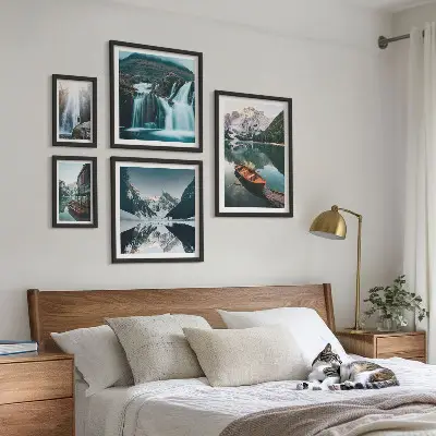 Wanddecoratie compositie Watervallen bij bergmeren