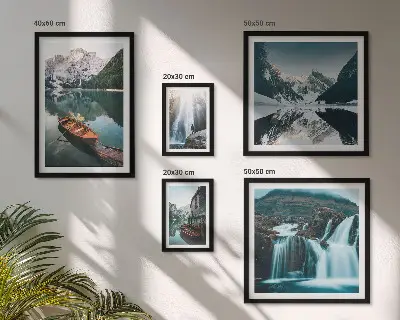Wanddecoratie compositie Watervallen bij bergmeren