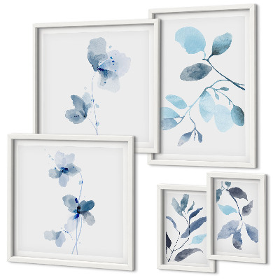 Wanddecoratie compositie Blauwe plantaccenten