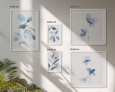 Wanddecoratie compositie Blauwe plantaccenten