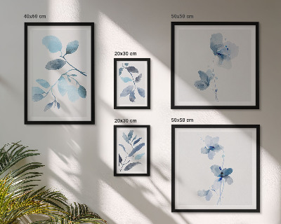 Wanddecoratie compositie Blauwe plantaccenten